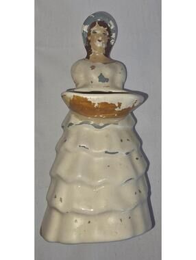 Vintage Royal Crown Woman Planter / Vase, Blue Dressed Woman Planter, 10” Tall